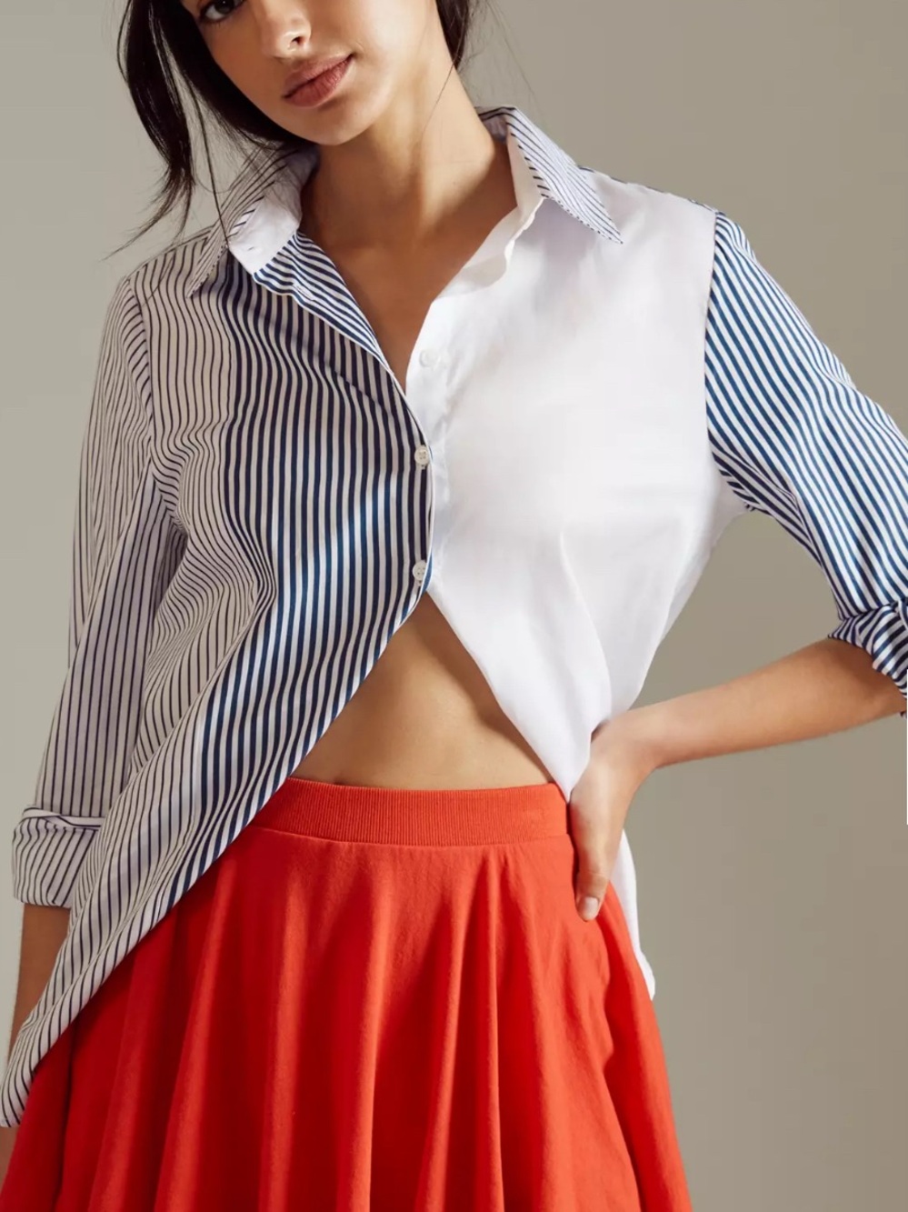 Harshman Striped & Solid Button-Down Shirt - Blue/White